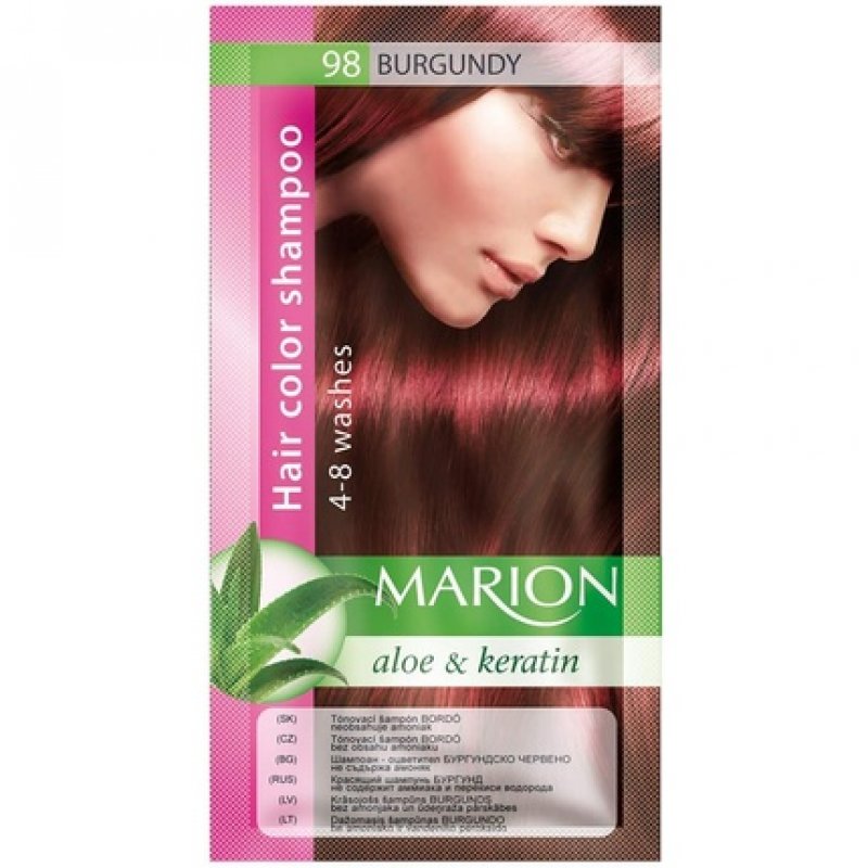 Marion Hair Dye Shampoo in Bag Semi-Permanent Color with Aloe and Keratin 98 Burgundy