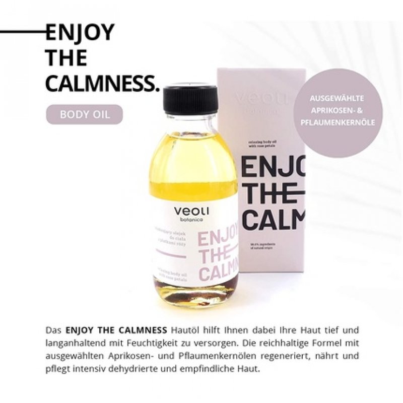 Veoli Enjoy the Calmness Body Oil Relaxing Care Oil 150ml for All Skin Types with Rose Petals
