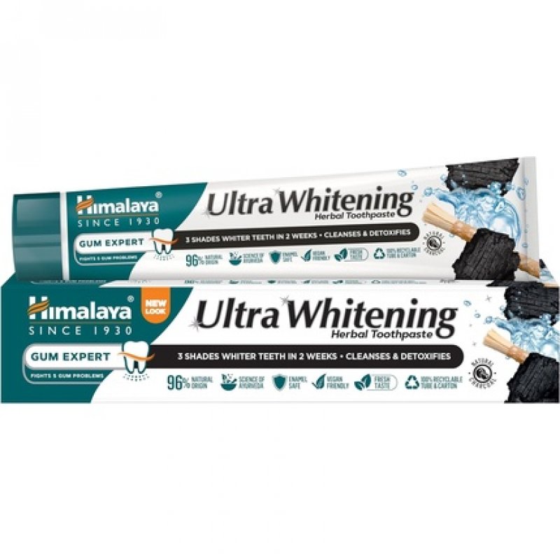 Himalaya Ultra Whitening Toothpaste Herbal Formulation with Activated Coconut Charcoal and Black Seed Oil 75ml