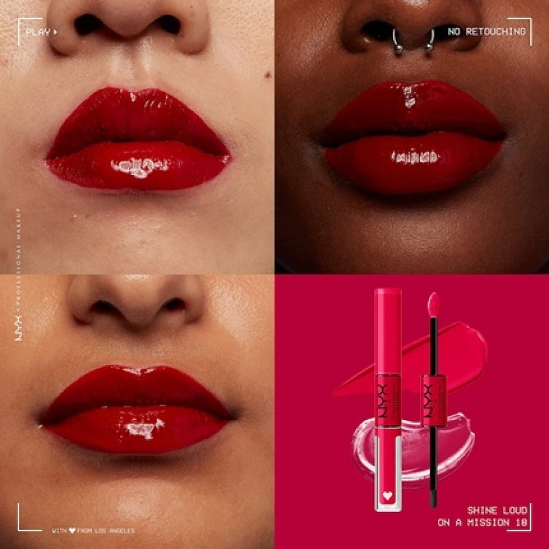 Nyx Professional Makeup High Pigment Long Lasting Lip Gloss Shine Loud 18 On A Mission 8ml