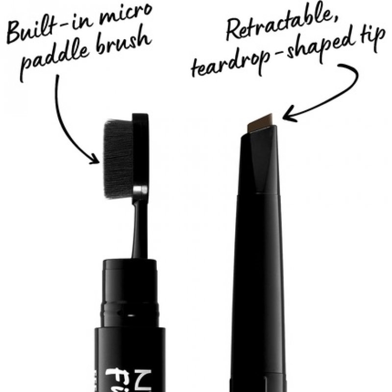 NYX Professional Makeup Fill & Fluff Eyebrow Pomade Pencil Creamy Pomade Formula Precise Tip Paddle Brush for Blending