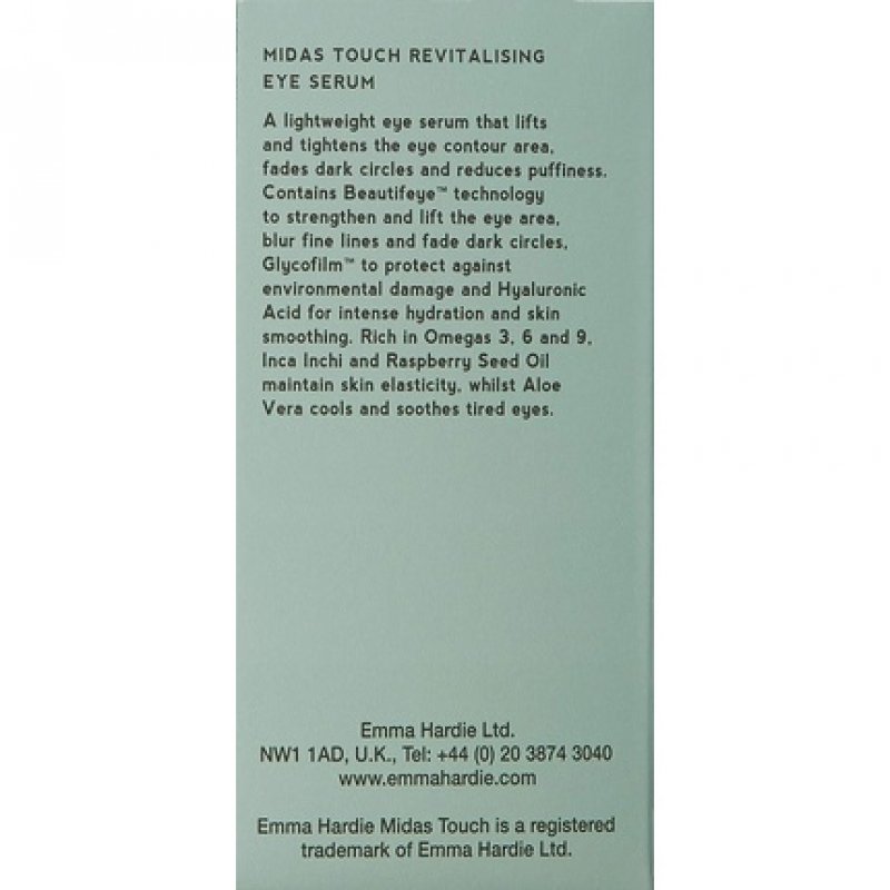 Emma Hardie Midas Touch Revitalising Eye Serum 15ml - Dermatologically Tested Suitable for Sensitive Skin Reduces Dark