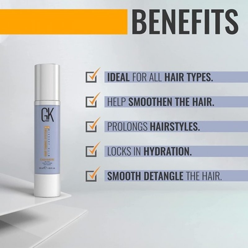 GK HAIR Global Keratin Leave in Cashmere Hair Smoothing and Styling Cream 1.69 Fl Oz/50ml