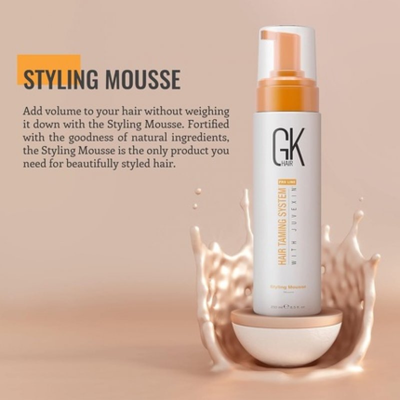 GK HAIR Global Keratin Volumizing Hair Styling Mousse 8.5 Fl Oz 250ml - Enhances Curls and Adds Volume with Medium Hold