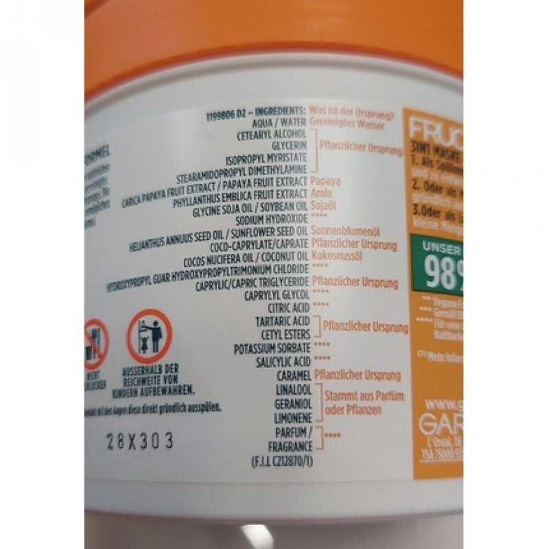 Garnier Fructis Papaya Hair Food Repairing 3in1 Mask 400ml