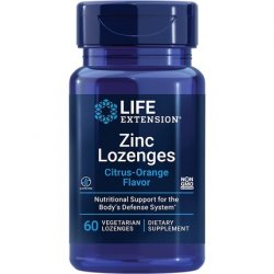 Life Extension Zinc Lozenges Citrus-Orange Flavor for Healthy Protein Synthesis & Immune Health 60 Vegetarian Lozenges