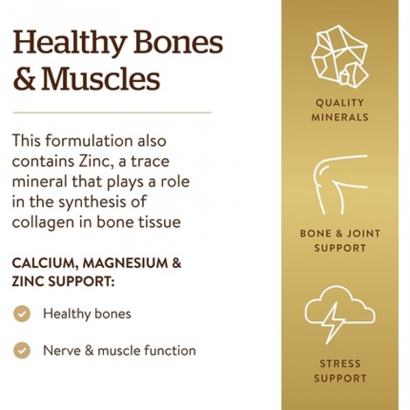 Solgar Calcium Magnesium Plus Zinc Tablets 250 Tablets - Supports Healthy Bones Teeth & Muscles and Nervous System -