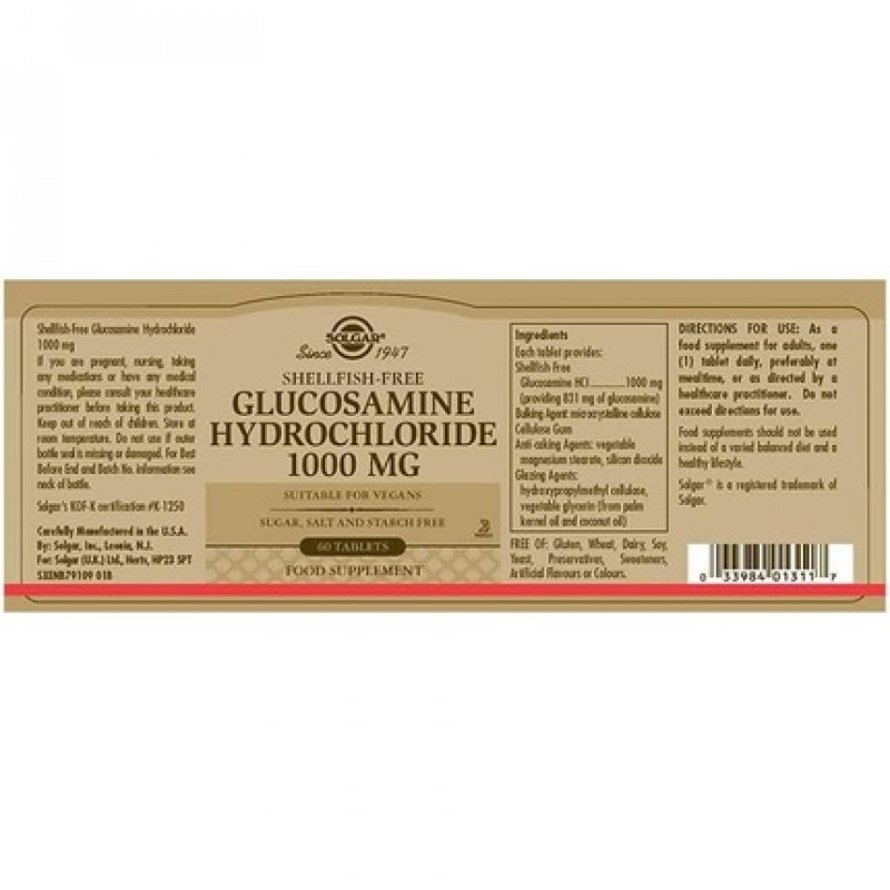 Solgar Glucosamine Hydrochloride 1000 Mg Tablets - Pack Of 60