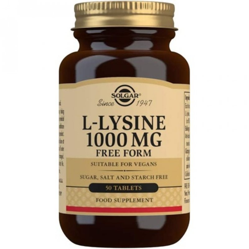 Solgar L-Lysine 1000mg Tablets Support For an Active Lifestyle 50 Tablets