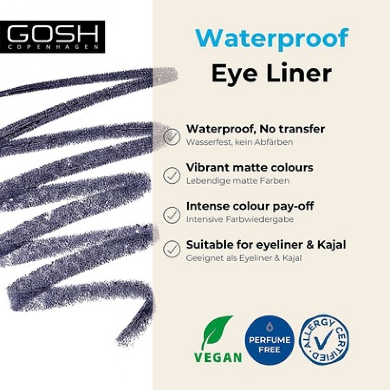 Gosh Matte Eyeliner In Mysterious Night Blue, Creamy Soft Texture For Easy