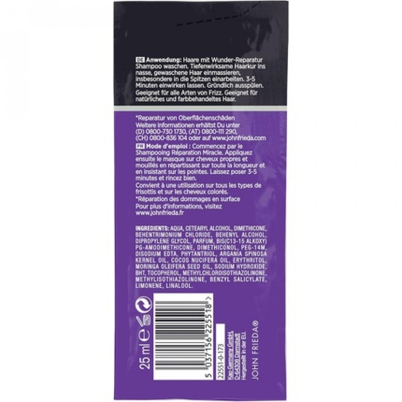 John Frieda Frizz Ease Miracle Treatment Deep Effective Hair Treatment 25ml