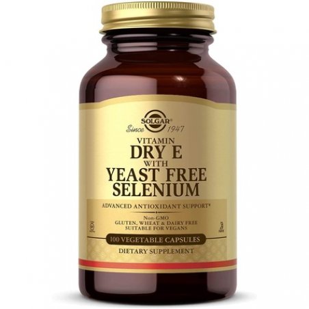 Solgar Vitamin E with Yeast Free Selenium Vegetable Capsules 100 Capsules - Hair and Nails - Vegan