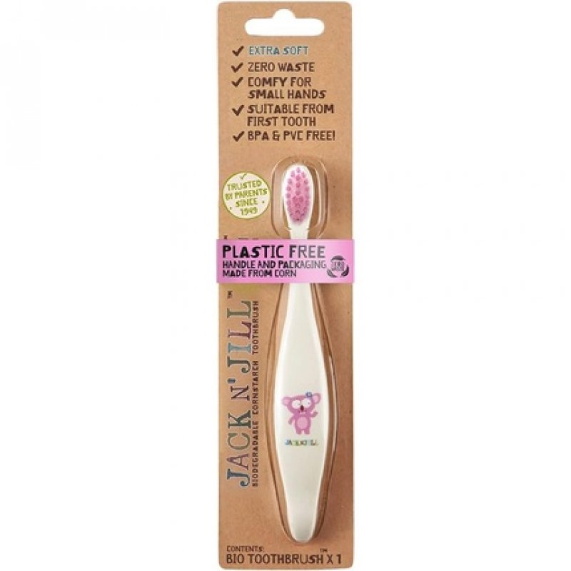Jack N' Jill Koala Bio Kids Toddler and Baby Toothbrush Vegan Non-GMO Biodegradable Cornstarch BPA Free PVC Free