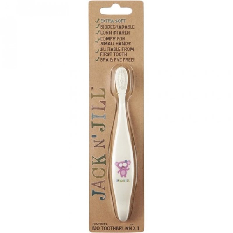 Jack N' Jill Koala Bio Kids Toddler and Baby Toothbrush Vegan Non-GMO Biodegradable Cornstarch BPA Free PVC Free