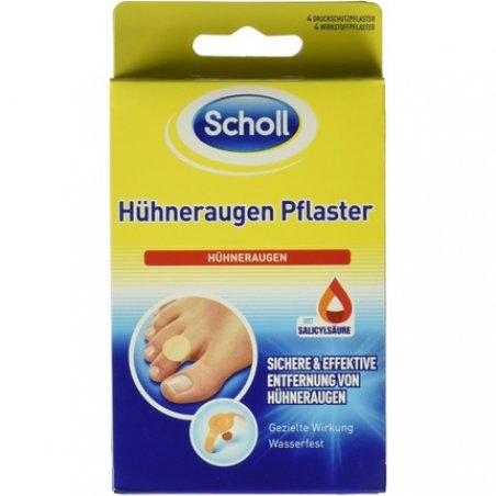 Scholl Corn Plaster for Corn Removal - Includes 4 Corn Plasters and 4 Pressure Protection Plasters - for Immediate Pain