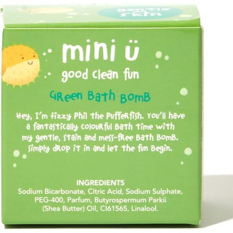 Mini U Bath Bomb Bathtime Gift Box Idea for Kids Vegan Non-Toxic Gentle on Skin Mess-Free & Stress Free Green