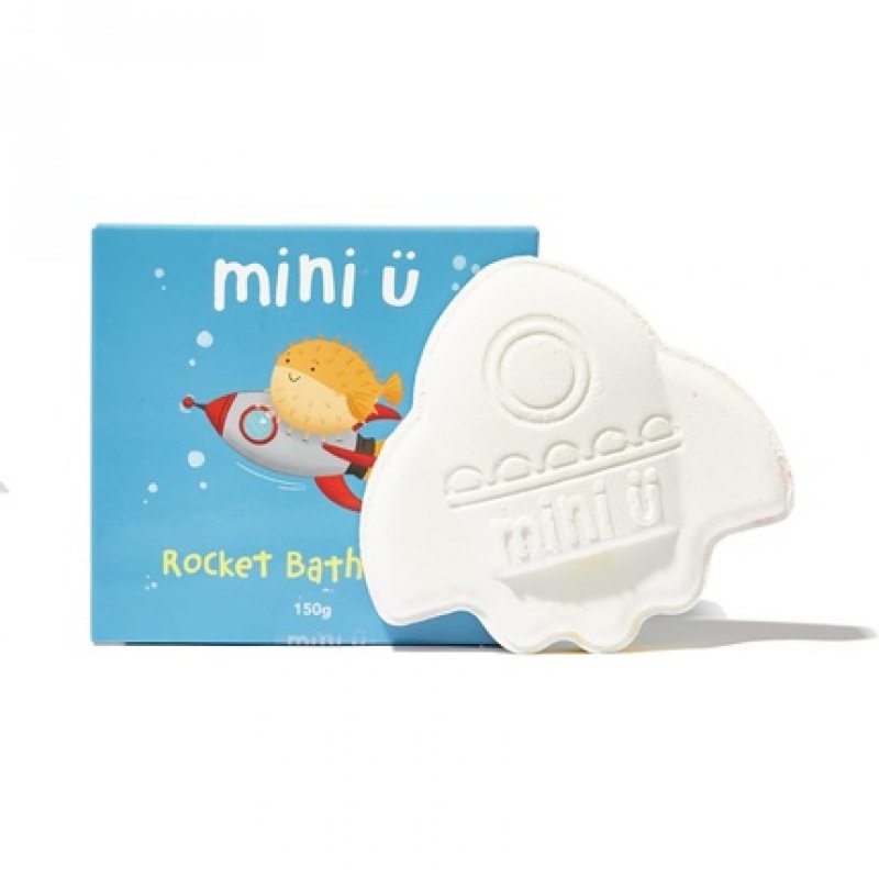 Mini U Rocket Bath Bomb with Shea Butter to Moisturise Vegan and Cruelty Free White Red and Yellow Flame Tail Bath
