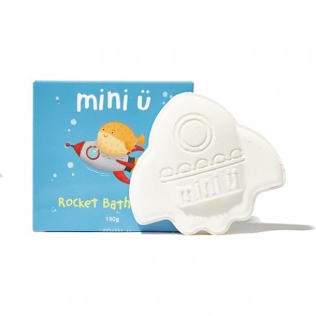 Mini U Rocket Bath Bomb with Shea Butter to Moisturise Vegan and Cruelty Free White Red and Yellow Flame Tail Bath