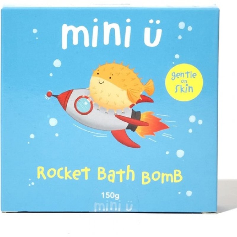 Mini U Rocket Bath Bomb with Shea Butter to Moisturise Vegan and Cruelty Free White Red and Yellow Flame Tail Bath