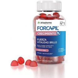 Arkopharma Forcapil Growth 60 Gummies - High Concentration of Biotin, Vitamins B and C - Red Fruits for Strength,