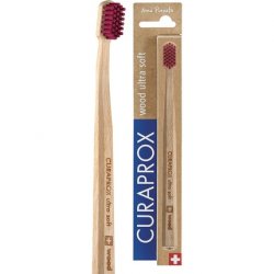 Curaprox Environmentally Friendly Wooden Toothbrush with Ultra-Soft Bristles for Gentle and Effective Cleaning