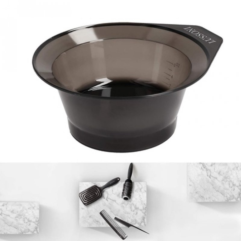 T4B LUSSONI Hair Dye Bowl with Handle 250ml High Quality Transparent Plastic