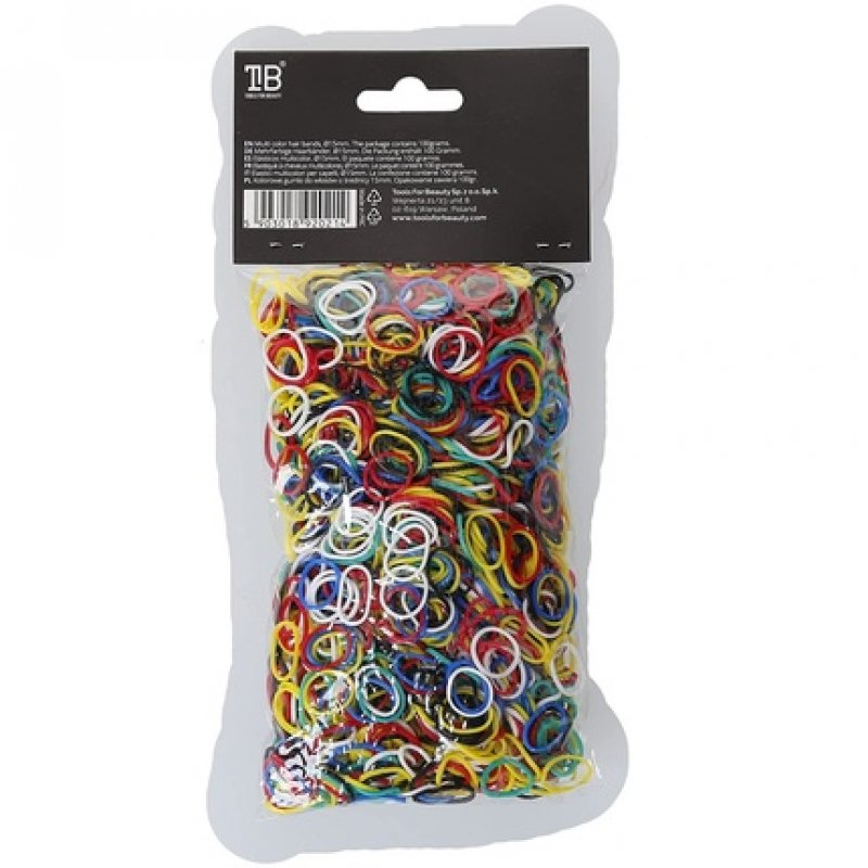 T4B LUSSONI Rubber Hair Bands for Braids and Various Hairstyles 15mm - 100g Multicolor