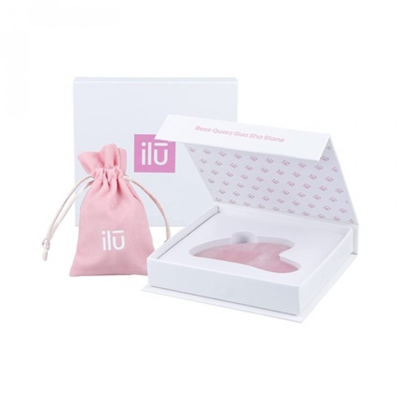 T4B ilu Rose Quartz Gua Sha Stone for Face and Neck Care - Stimulates and Tightens Skin - Comfortable with Matching