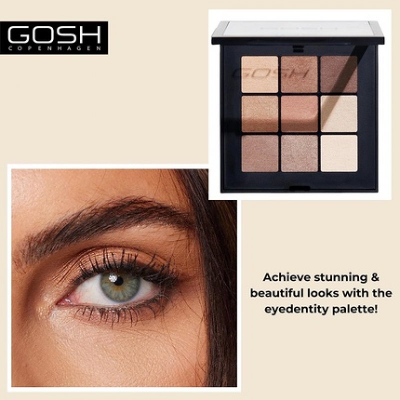 GOSH Eyedentity Vegan Eyeshadow Palette with 9 Perfectly Matched Colors in Matte and Metallic 004 Be