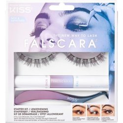 KISS Falscara DIY Lash Extension Starter Kit with 10 Reusable Featherlight Eyelash Lengthening Wisps, Applicator, Bond