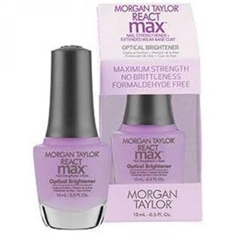 Morgan Taylor React Max Formaldehyde Free Nail Strengthener Extended Wear Base Coat with Optical Brightener 15ml