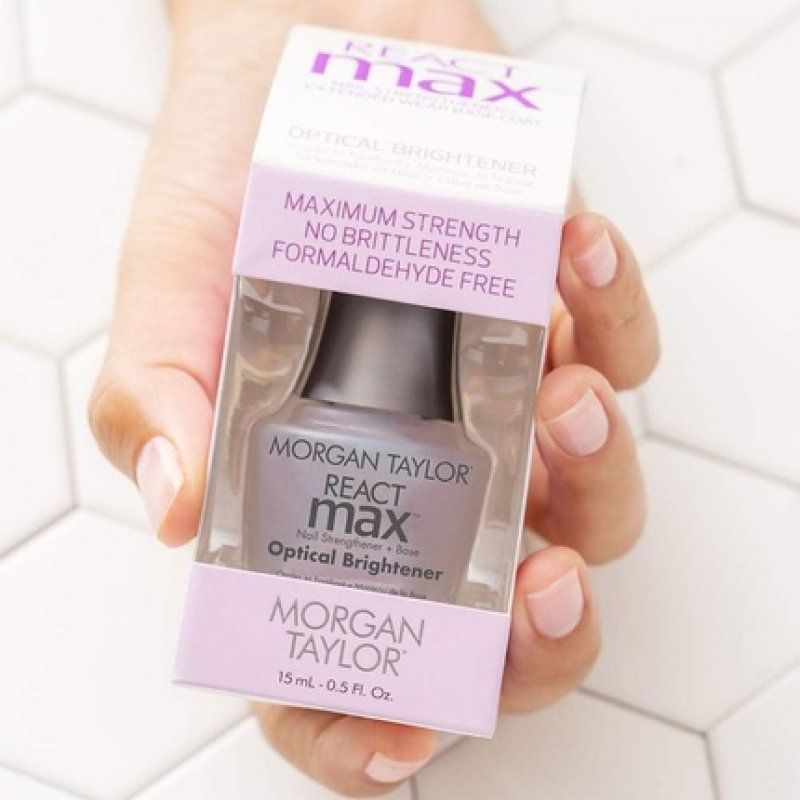 Morgan Taylor React Max Formaldehyde Free Nail Strengthener Extended Wear Base Coat with Optical Brightener 15ml