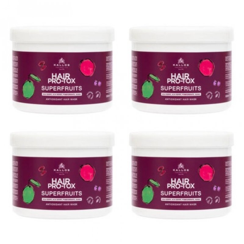 Kallos Herbal Hair Pro-Tox Antioxidant Hair Mask with Superfruit Extracts - Pack of 4