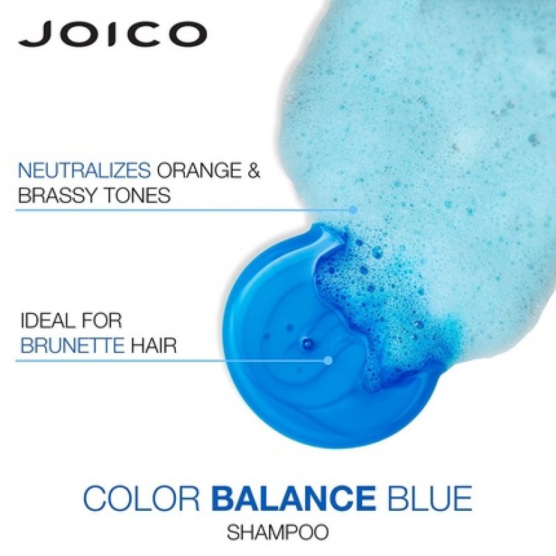 Joico Color Balance Blue Shampoo for Lightened Brown Hair 33.8 Fl Oz with Rosehip Oil and Green Tea Extract