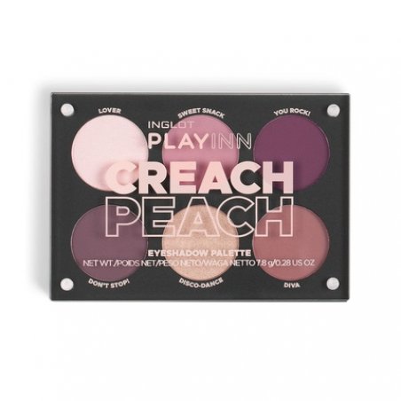 INGLOT PLAYINN Creach Peach Eyeshadow Palette - Collection of 6 Unique Shades for Full Eye Makeup