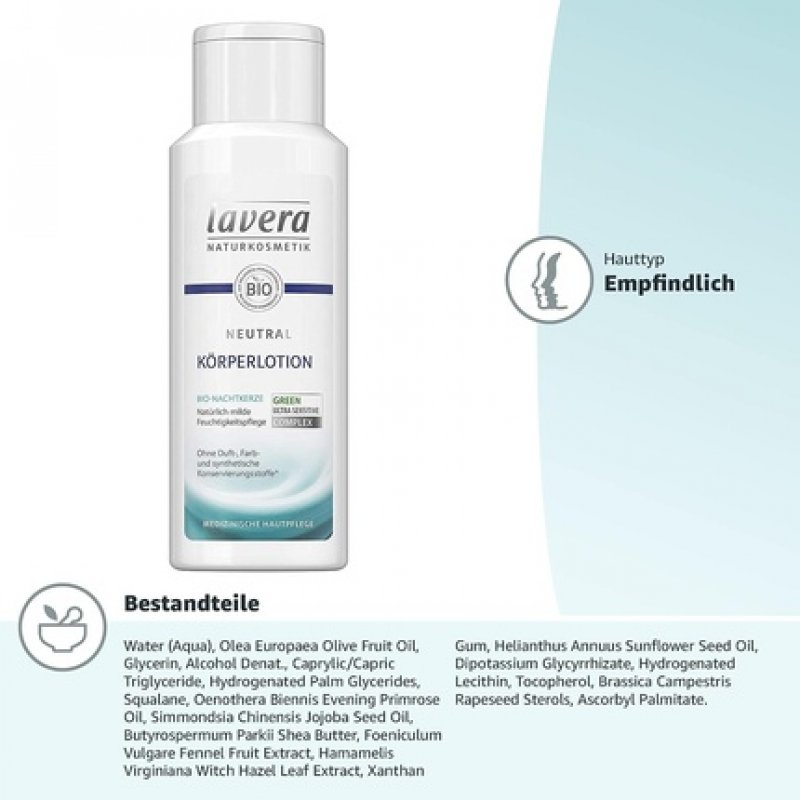 Lavera Neutral Body Lotion Organic Evening Primrose Moisturizing Care Vegan Body Lotion Medical Skin Care for Sensitive
