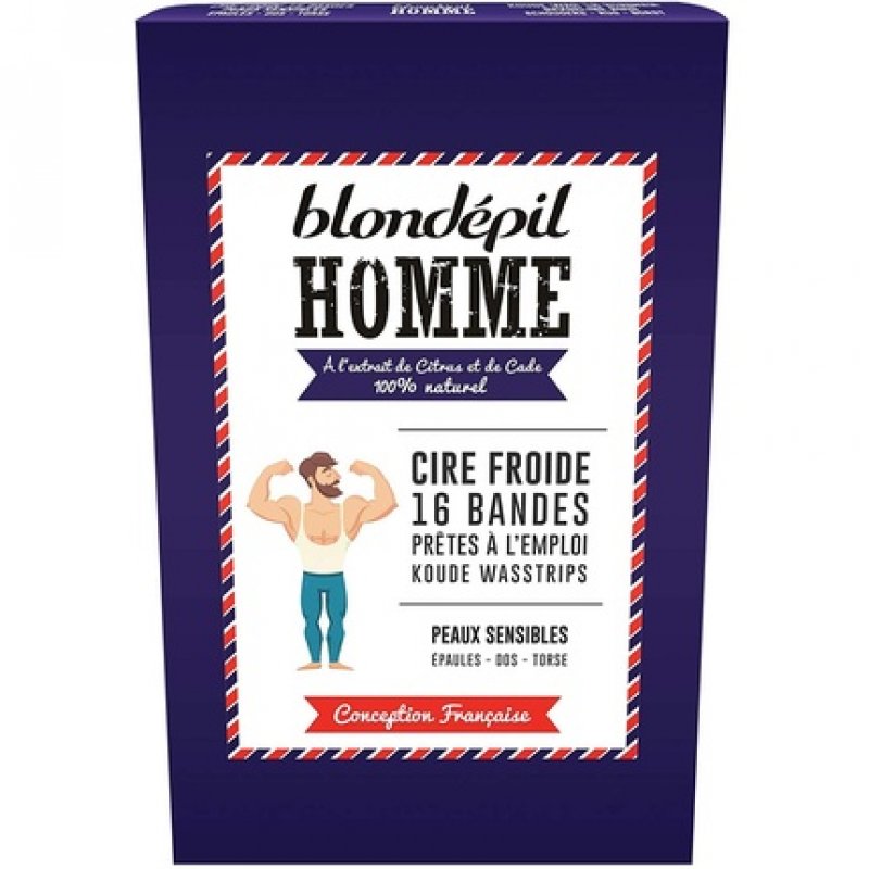 BLONDEPIL HOMME Cold Wax for Shoulders Back and Torso 16 Strips 21g