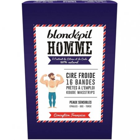 BLONDEPIL HOMME Cold Wax for Shoulders Back and Torso 16 Strips 21g
