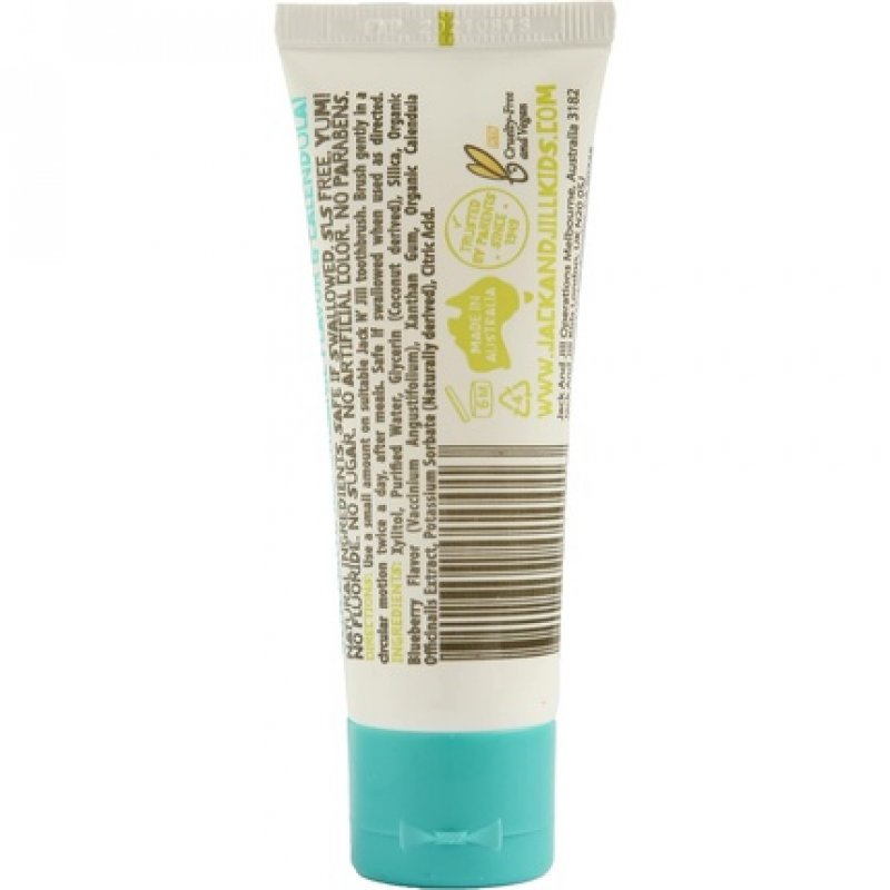 Jack N' Jill Kids Natural Toothpaste Helps Soothe Gums and Fight Tooth Decay Blueberry Flavour 2 x 50g Mint