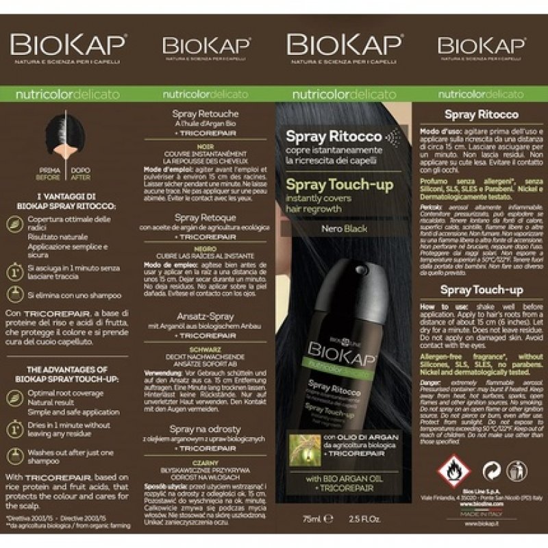 Bios Line BioKap Nutricolor Spray Touch-Up 75ml Black