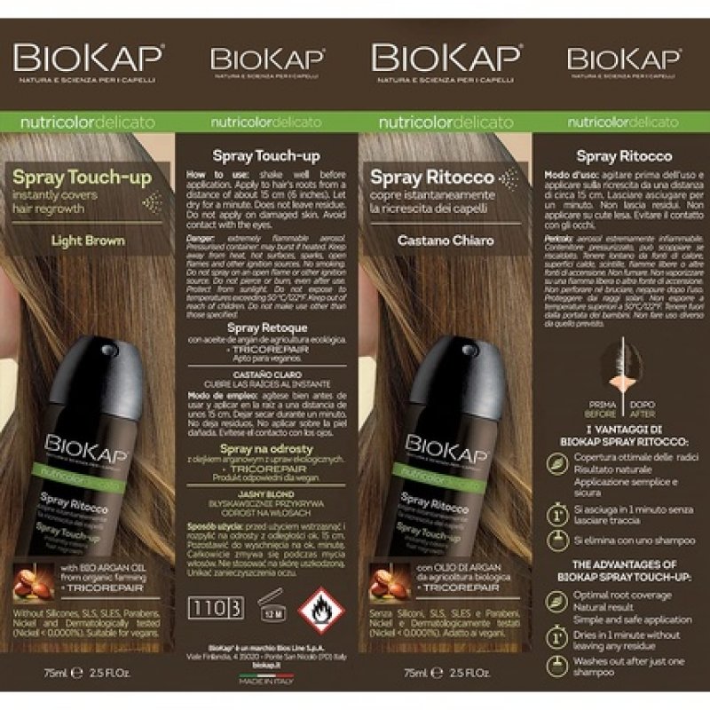 Bios Line BioKap Nutricolor Spray Touch-Up 75ml Light Brown