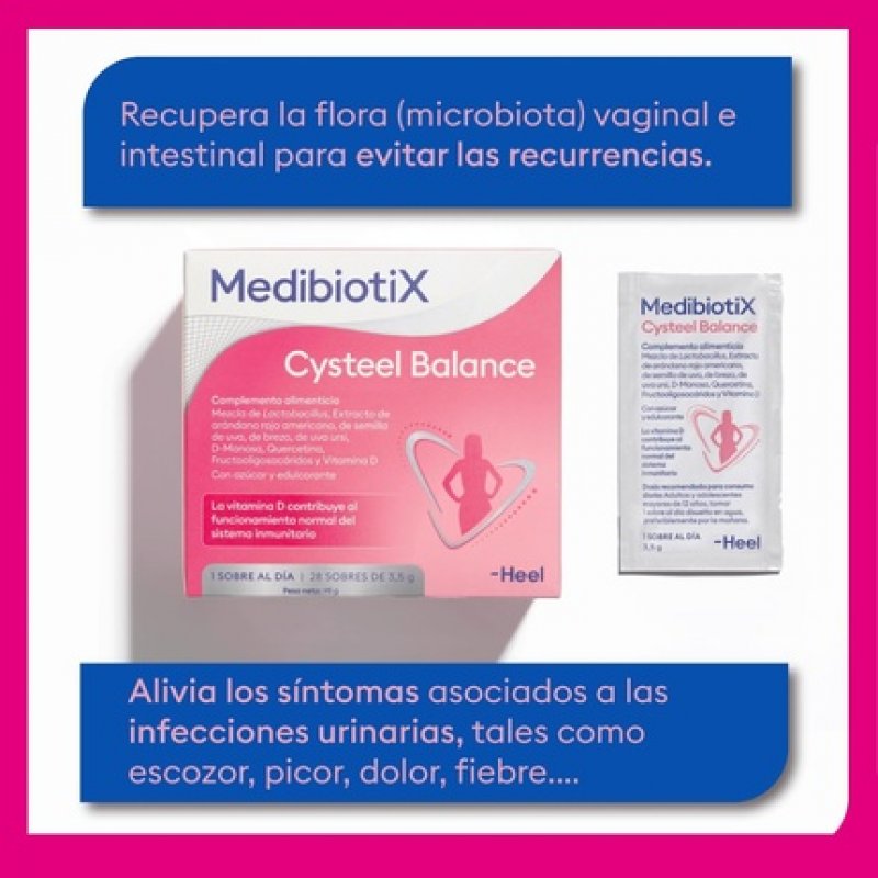 MedibiotiX Cysteel Balance Dietary Supplement with Prebiotics, Probiotics, Blueberries and D-Mannose