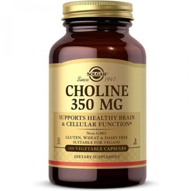 Solgar Choline 350mg Healthy Liver Function Supports Fat Metabolism 100 Vegetable Capsules