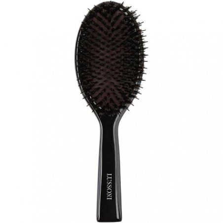 TB TOOLS FOR BEAUTY T4B Lussoni Wooden Detangling Oval Hair Brush with Natural Wild Boar and Nylon Bristles for Short