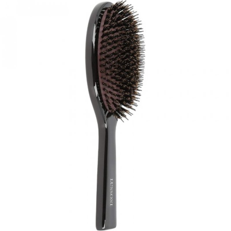 TB TOOLS FOR BEAUTY T4B Lussoni Wooden Detangling Oval Hair Brush with Natural Wild Boar and Nylon Bristles for Short