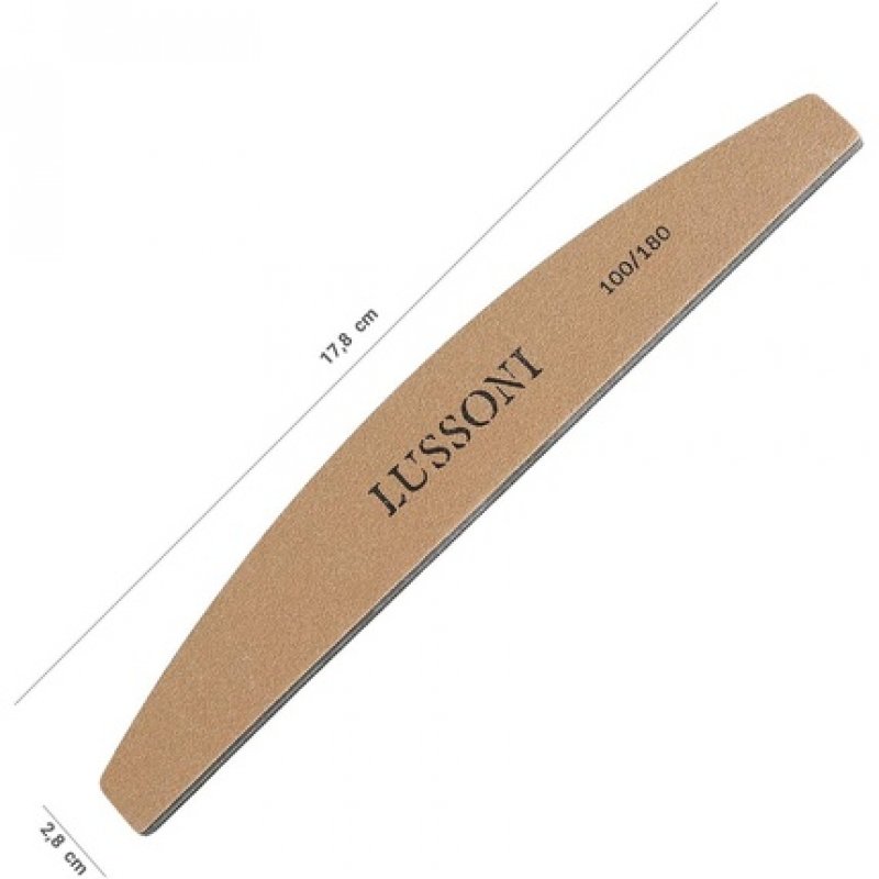 T4B Lussoni Premium Half-Moon Nail Files 100/180 Grit for Natural and Hardened Nails - Pack of 10