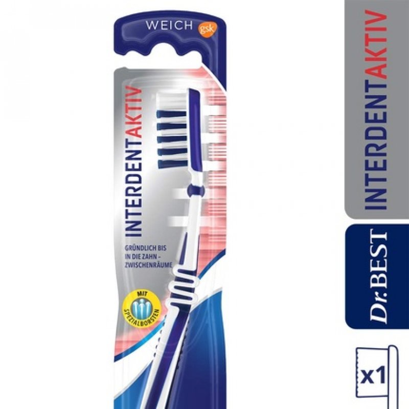 Dr. Best Interdent Active Toothbrush Soft with Special Bristles for Thorough Cleaning of Interdental Spaces