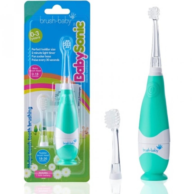 Brush-Baby BabySonic Kids Toddler Electric Toothbrush Stage 2 First Teeth 0-36 Months Age 1 2 3 Year Old LED Light Soft