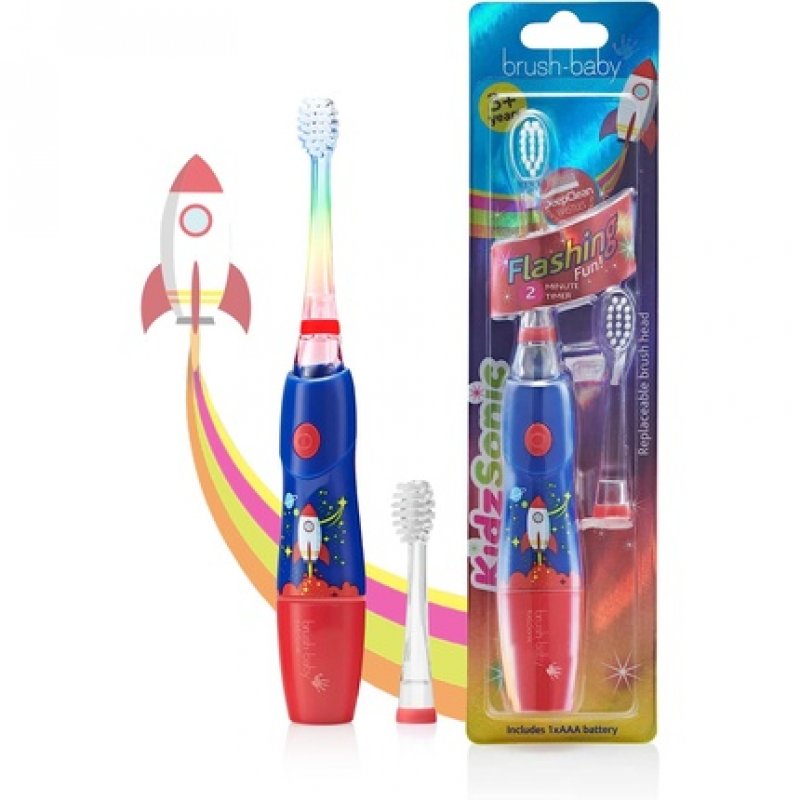 Brush Baby KidzSonic Toddler and Kids Electric Toothbrush for Ages 3 Years - Disco Lights, Gentle Vibration, and Smart