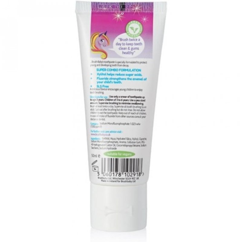 Brush-Baby Natural Strawberry Flavored Unicorn Toothpaste 50ml Tube